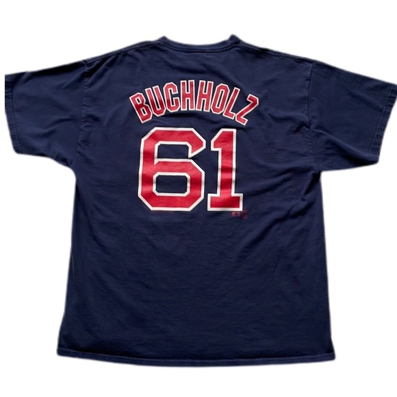 Retro Red Sox Clay Bucholz Number 61 Tee Baseball - Picture 3 of 11